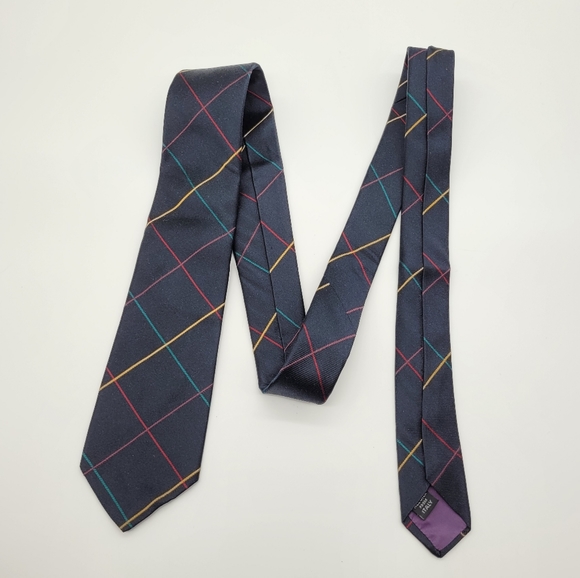 PAUL STUART | 100% silk multicoloured windowpane plaid tie - Picture 2 of 5